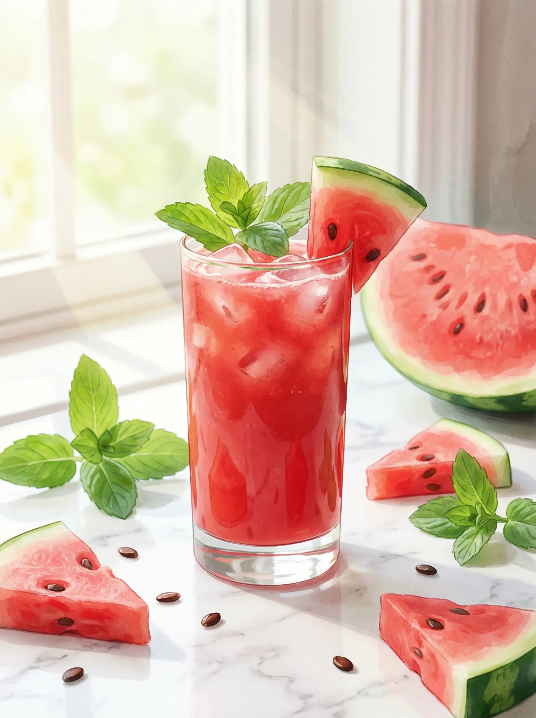 西瓜薄荷冰沙饮品 - 51吃瓜